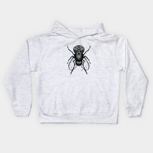 a cute housefly Kids Hoodie by nedesem